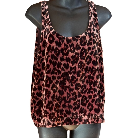 J. Crew Tops - J.Crew "Always" tank top in a rose leopard print velvet fabric size 6 small med